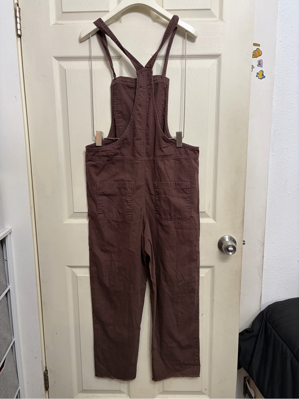 aerie Brown Cotton Overalls with Cross-Back Straps size small - Picture 2 of 7